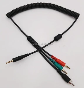 2trs and 1rca to Trrs Spiral Cable