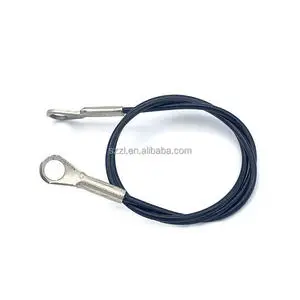 Stainless Steel Wire Rope Lanyard Cable Tether Safety Braided Strap Rope Safety Wire Black For Loss Prevention