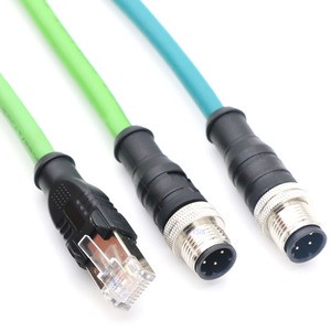 M12 4-Pin D-Coded to RJ45 Cable IP67 Industrial Sensor Cable CAT5e Ethernet Network Cable for PROFINET