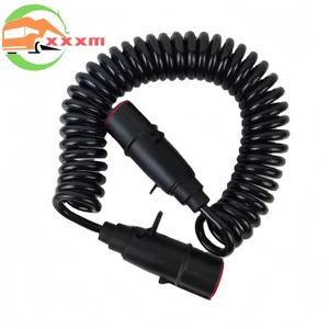 New 7 Core 12V ABS Trailer Spiral Cable Assembly 7pin Power Supply Wire for Truck Trailer 30t Max Payload
