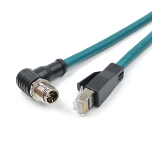 Factory Customize Industrial Ethernet Profinet M12 X Code 8pin to RJ45 Cat6a Connector Flexible Drag Cable