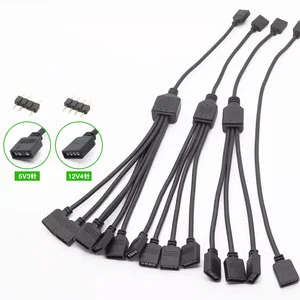 Angitu 3Pin/4Pin 1to 1/2/3/4/5 Light Fan LED Stripe 5V 12V RGB ARGB Sync Extension Cable