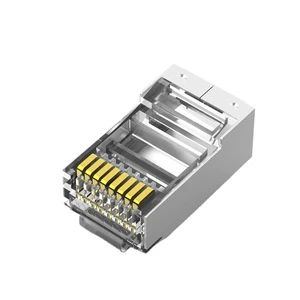Rj45 Modular Plug Cat6 Ftp Sftp Shielded Gold Contact 8p8c Male Ethernet Connector Rj45 Pass Through Connector