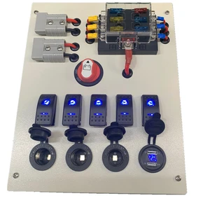 Custom Marine RV Pick up Outdoor Camping Multi-function 12V Power Canopy Control Box Panel With Battery Switch Fuse Block