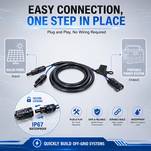 Safety Protected for Solar Charger Cable Built-in Fuse Holder XLPE DC 1000V IP67 Rated Off-Grid Portable Solar Generator