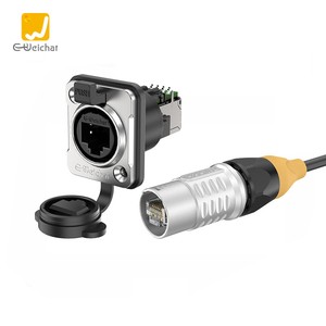 Gold-Plated CAT5E Ethernet IP67 Waterproof Signal Connector Male Female PCB Panel Socket For Outdoor Industrial Network