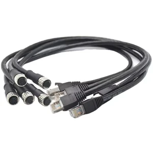 Waterproof Connector CAT5 Female M12 to RJ45 Cable Industrial Plugs M12 Connector 8 Pin