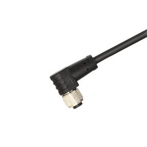 KRONZ M12 Female 4-Pin 90° Angled Connector 3m Pre-Assembled Unshielded Black PVC Cable IP67 Circular Industrial Assembly
