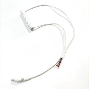 White Stranded Spiral Cable with RJ50 JST Connector and Stripped End Network Cable for Overhead Industrial Equipment
