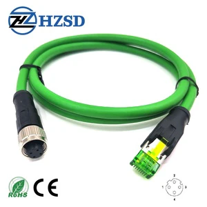 M12 Connector 4pin D Code to RJ45 Ethernet Connector Profinet Cable CAT5e Industrial Ethernet