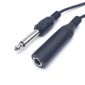 Premium 6.35mm Mono TRS Jack 1/4 TS Guitar Patch Cords Instrument Flexible Shielded Cable 1m Female Male Head Cable