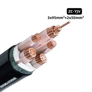 0.6/1kV ZC-YJV-3x95+2x50mm XLPE Insulated Industrial Railway Construction Power Station Power Cable Oxygen-Free Copper 30A