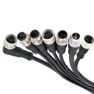 M12 Waterproof Electrical Connector 2-6 Pin Copper Male Female IP67 Stainless Steel Housing Power Cable Circular Connectors
