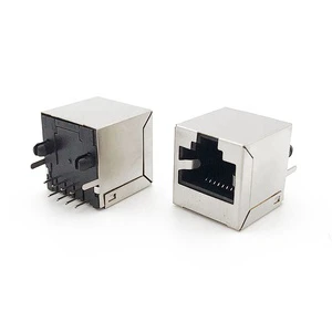 Coorle 5224 Vertical RJ45 Modular Jack Female 8P8C Ethernet PCB Ground Tab Top-Entry Back-Foot 3.89mm