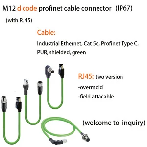 M12 d Code Profinet Cable Connector CAT5e/CAT6 Industrial Ethernet Male Female Gold-plated Copper Contacts IP67 4A 60V DC