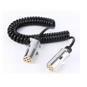 24V 7 Pin Electric Sprial Coil TPU Trailer Extension Cable Adapter with Metal Plugs