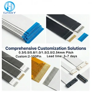 Custom 0.3 0.5 0.8 1.0 1.25 2.54 mm Pitch 4-96 Pin 100mm Length Awm 20706 105c 12V Electronic PET Flat Flexible FFC Cables