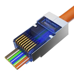 ZOERAX RJ45 Cat6 Pass Connector Assorted Colors Steel Contact EZ Crimp STP Modular Plug Solid Stranded Network Cable Connectors