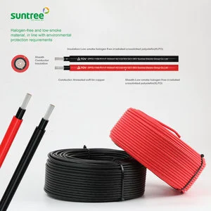 TUV PV1-F 4mm2 Low Smoke Halogen Free Irradiated XLPO Insulation Solar Cable with 25 Years Product Lifetime