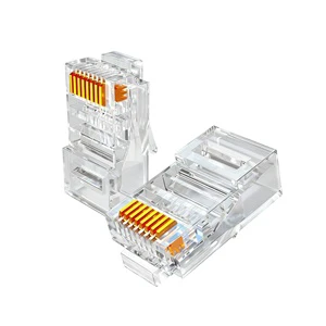 K&R Wholesale RJ45 Cat5E 8P8C Modular Plugs Copper Alloy 8 Pins Network Cable Connectors Corrosion-Resistant CN ZHE Origin