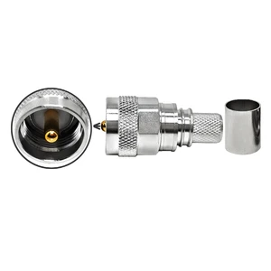 UHF Male PL259 Crimp Connector for LMR400 Cable, Solderless for HAM Radio & Shortwave Antenna Installation