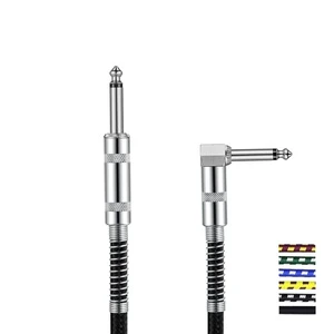 Manufacturer Wholesale 1/4 Inch Jack Guitar Cable 6.35mm Male Mono Audio Cable Right Angle to Straight for Electric Guitar