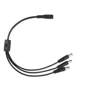 Y Splitter Extension Power Cable 12V DC5521 1 Female 3 Male 5.5*2.1 Mm DC Connector LED Security Monitoring Copper PVC Cable