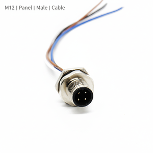 M12 A-Code IP67 Circular Connector 22 AWG Copper Core PVC Cable 150mm Panel Mount Cable Assembly for Industrial Control Systems
