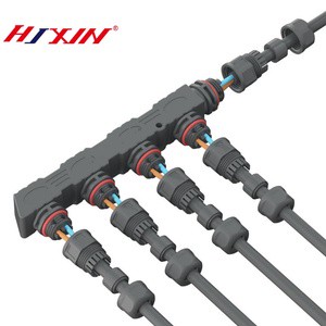 Waterproof Cable Connector, 2-Pin Screw-Fixed Type, 1 in 2/3/4 Out Cable Connector
