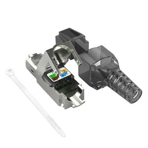Factory Price Network Ethernet Keystone Jack Toolless Plug Shielded Cat6a Rj45 Stp Keystone Jack Modular Plug