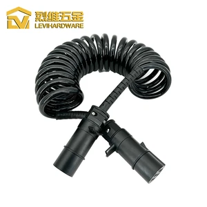 Wholesale Black ABS & Copper Trailer Extension Coiled Cable Towing Caravan Truck 7Pin 12V Electrical Wiring Cable Connector