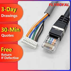 Custom Shielded Wiring RJ45 to 8Pin XH 2.54mm Patch Cord Wire Harness Assembly cat 5e 6a Ethernet Network Patch LAN Cable