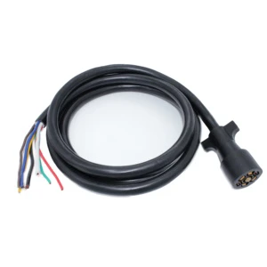 New 7 Way Black Copper Trailer Plug Cord Junction Box 8ft Weatherproof 7 Pin RV Blade Wiring Harness for Camper Towing 10-14AWG