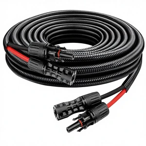 Solar Extension Cable 6-50FT 10AWG Male/Female Connectors Flame-Retardant XLPO Insulation IP67 1500V 30A PV Wire GF Tube