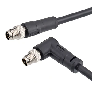 Industrial M8 Shielded Molded Straight Bend 3 4 5 Pin B Code Metal Port Waterproof Aviation Plug Wiring Harness