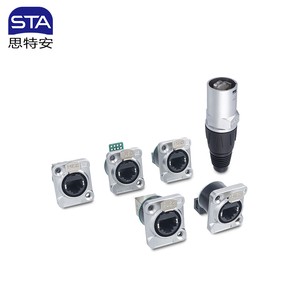 Wall Panel Cable Mount Industrial RJ45 D Type Rj45 Female To PCB/HP Socket Network Pass Through Ethernet EtherCon Connector