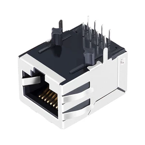 HFJ11-2450 Halo Compatible 10/100 Base-T Tab Down Single Port Ethernet Integrated Magnetic 8P8C RJ45 Female Connector
