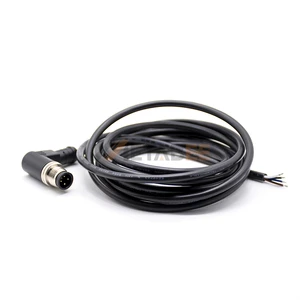 M12 Female Sensor Connector Waterproof 4-pin Led Strip Connector Lighting Coded Extension Cables with Angled Female End
