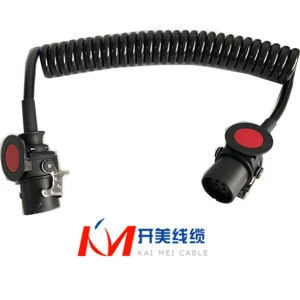 KaiMei 7-pin Copper Conductor PVC Insulated Low Voltage Extension Cable Metal Adapter Plug Connector for RV Spiral Cable