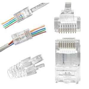 Ethernet Cable Rg45 Clamp Wire Cabl Conector RJ 45 Cat 6 Sftp Utp Plug Pass Through Pass Through RJ45 Connector CAT6