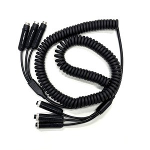 8M TPU Coiled Cable 3 Way 4 Pin Aviation Extension Wire Double Shielded Waterproof IP68 Backup Camera Cable for Truck Trailer