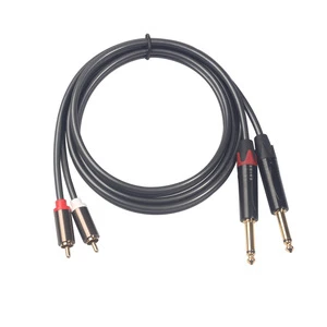 Double Lotus Professional 2RCA to 6.35mm Male Bare Copper Conductor Guitar/Microphone Professional Audio Cable 1.5m 3m 5m