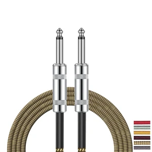 Manufacturer OEM Braided 6.35mm Guitar Cable Wire Cord Shielded Bass Music Instrument Cable for Electric Guitar