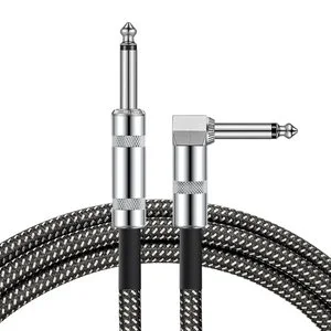Factory OEM High Performance Cable 1/4 in Right Angle to 6.35MM TS Jack Instrument Mono Electric Guitar Cable for Bass Guitar