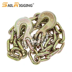 US Type NACM90 Transport Chain G70 With Hook 3/8 5/16 Tow Chain Hook Welded Link Galvanized Load Chain With Clevis Grab Hooks