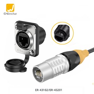 E-Weichat Outdoor IP67 Waterproof RJ45 Plug Socket Flange Mount Male Connector Signal Signal RJ45 Connector