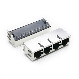 Ethernet Connectors Waterproof RJ45 1*4 Conector Jack 2 Port Magnetic 8 Pin Connector