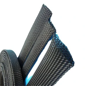 Black PET Expandable Flame Resistant Halogen Free Braided Cable Sleeve 10mm 220V Rated Mesh Sleeving for Wire Harness Protection