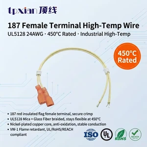 Custom 187-UL5128-24AWG High Temp Harness 187 Red Female Terminal Nickel Copper Wire for Oven Heating Instrument