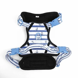 Heavy Duty Dog Harness Set Collar Leash Bandana No Pull Front Clip Soft Air Mesh Padding Customizable Hardware Components Nylon